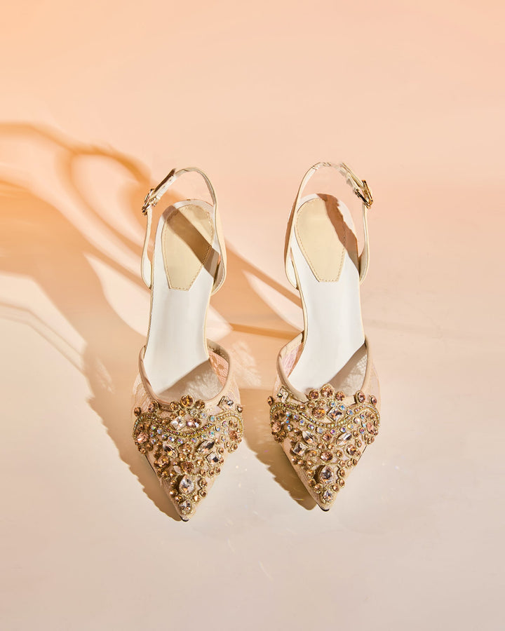 Sadb | Women's Diamond Embroidery Pumps in Apricot