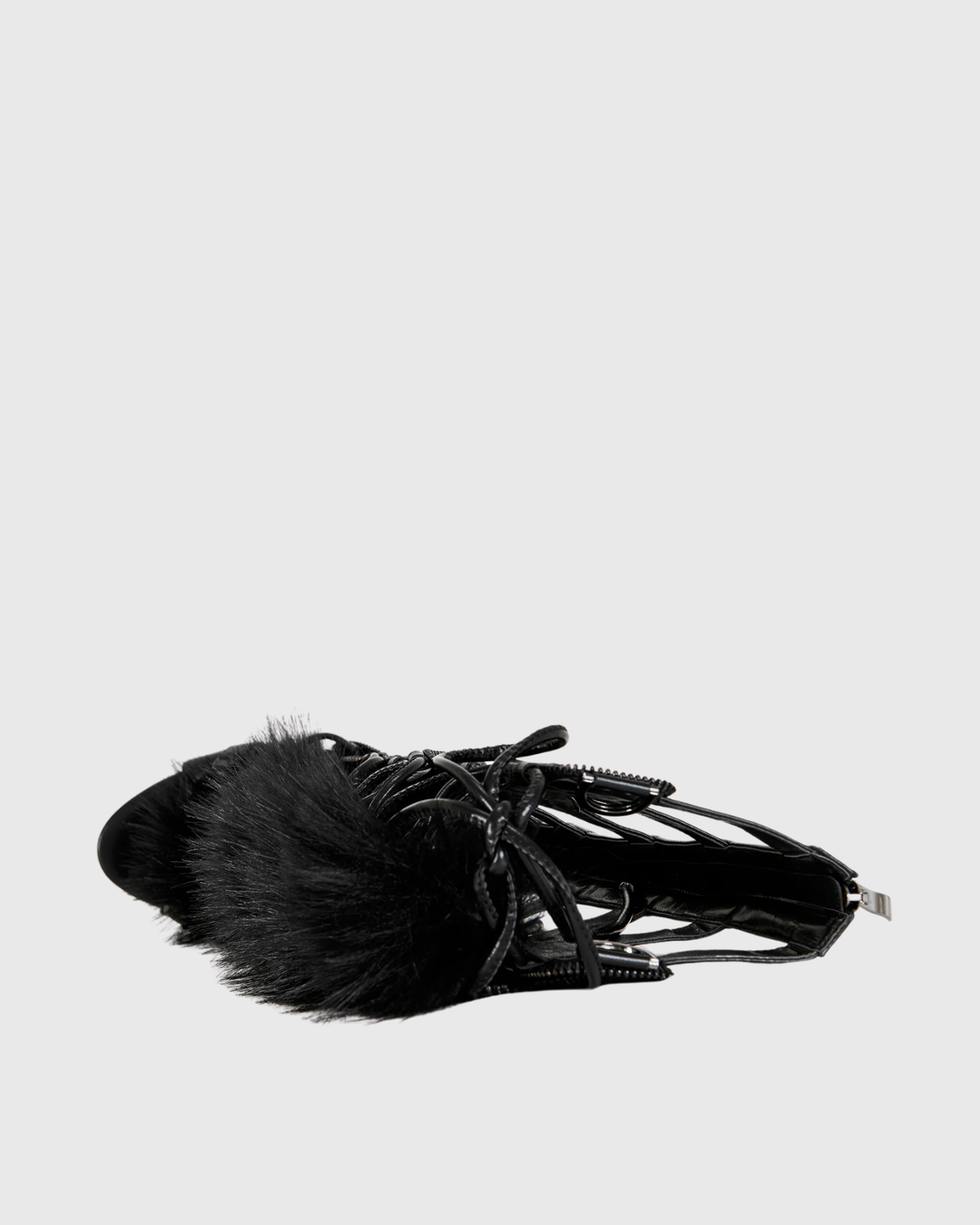 Sadiya | Women's Faux Fur Knee High Heeled Sandals in Black