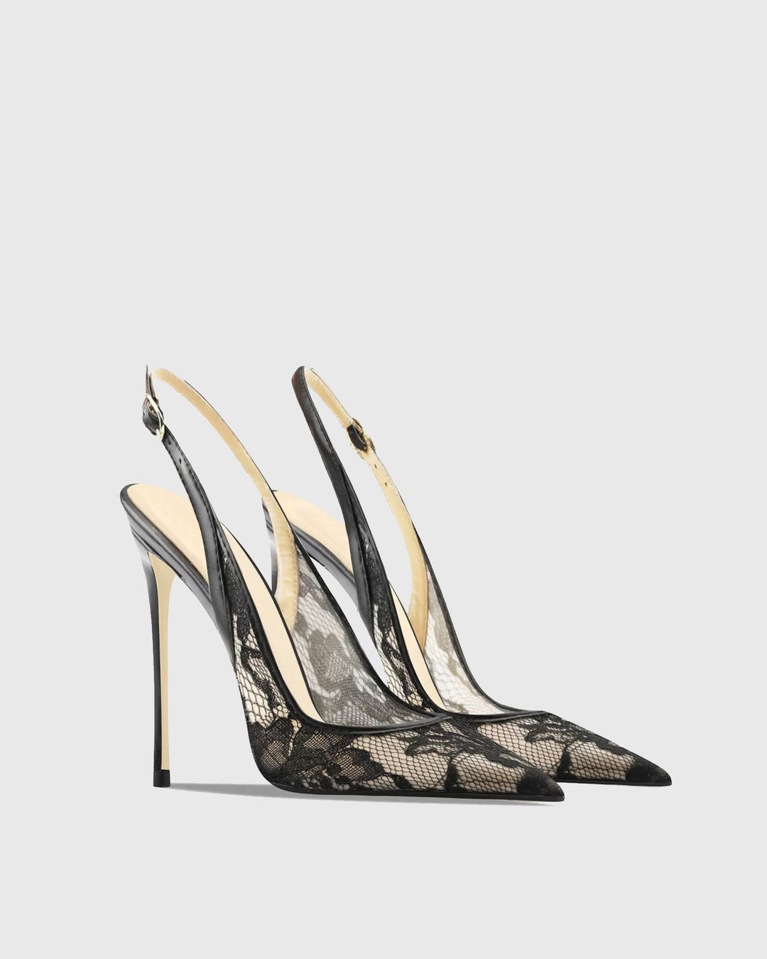 Saidi | Women's Lace Slingback Pumps in Black