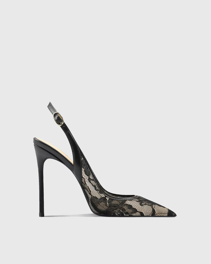 Saidi | Women's Lace Slingback Pumps in Black