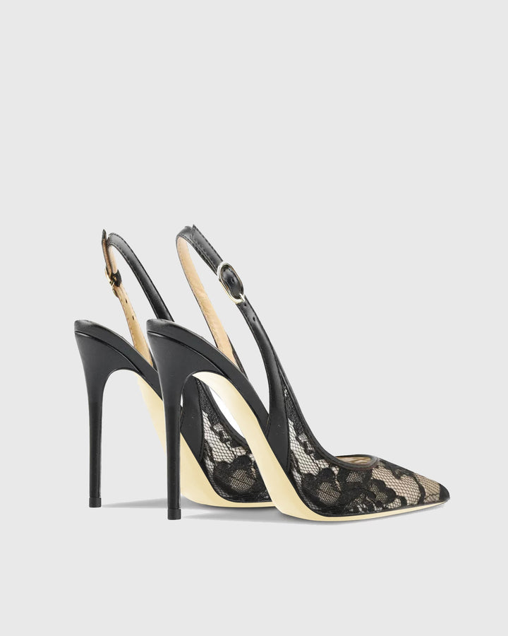 Saidi | Women's Lace Slingback Pumps in Black
