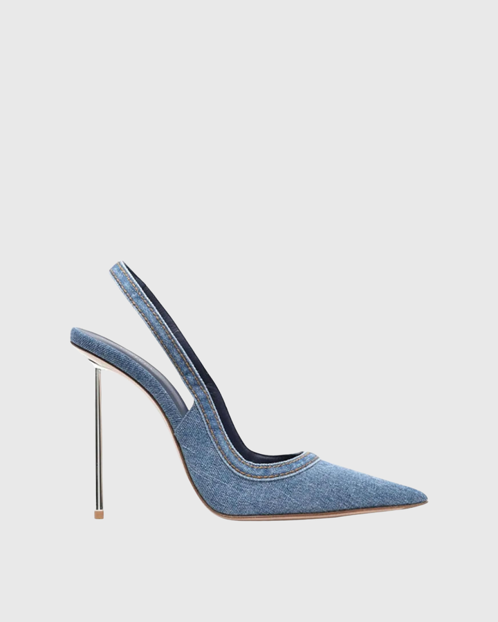 Saint Denim Slingback Steel Heels