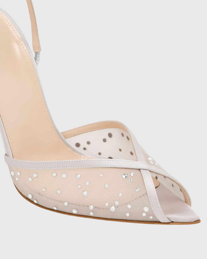 Sarva Rhinestone Mesh Slingback Pumps