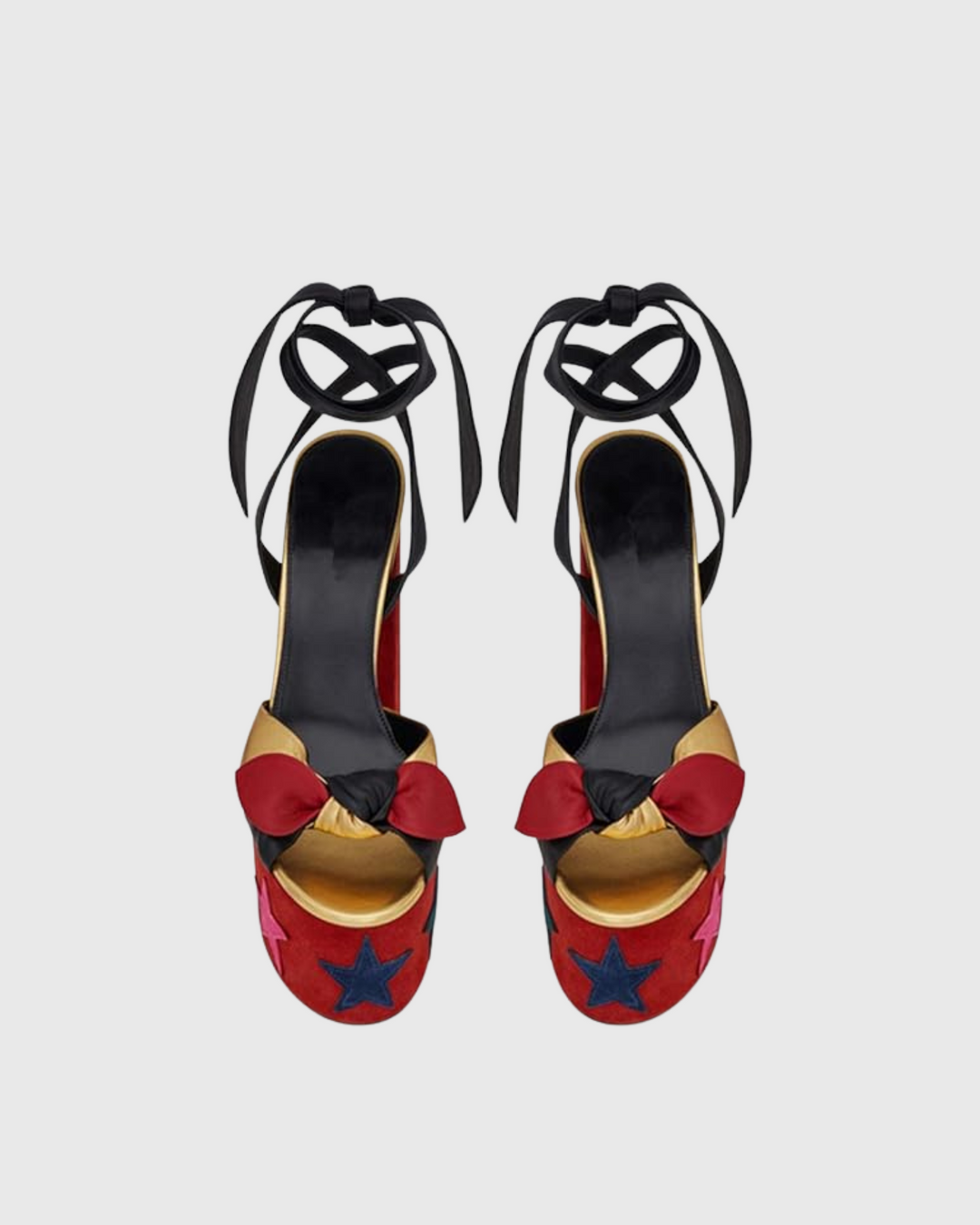 Satu | Star Knot Lace-Up Platform Sandals in Red