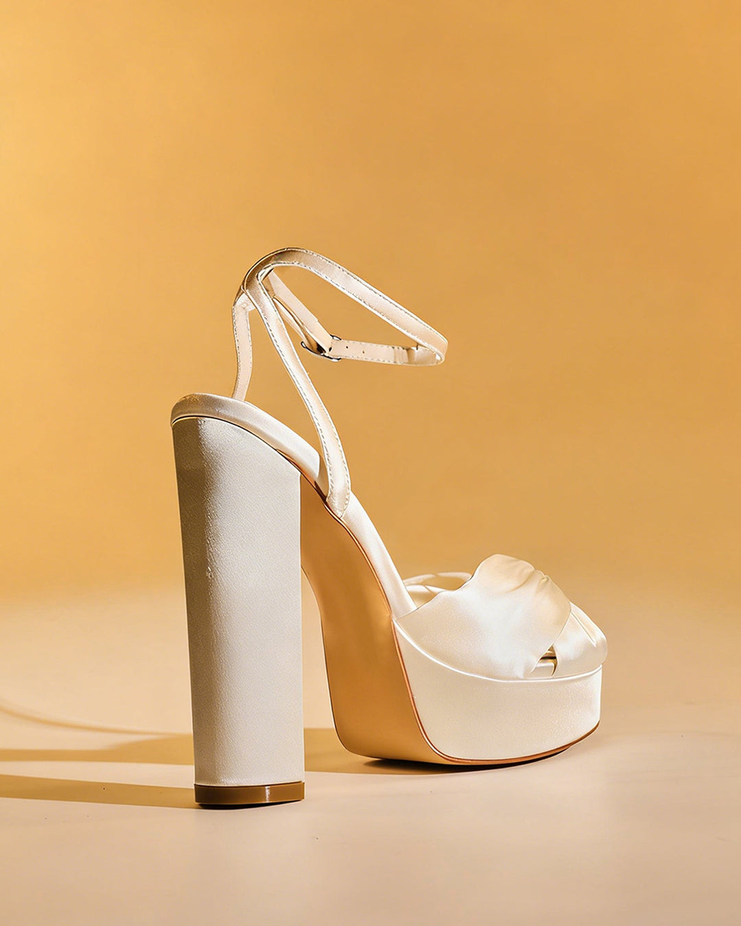 Satu | Women's Knot Platform Heeled Sandals in White