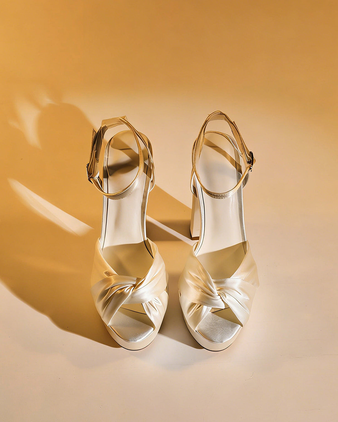 Satu | Women's Knot Platform Heeled Sandals in White