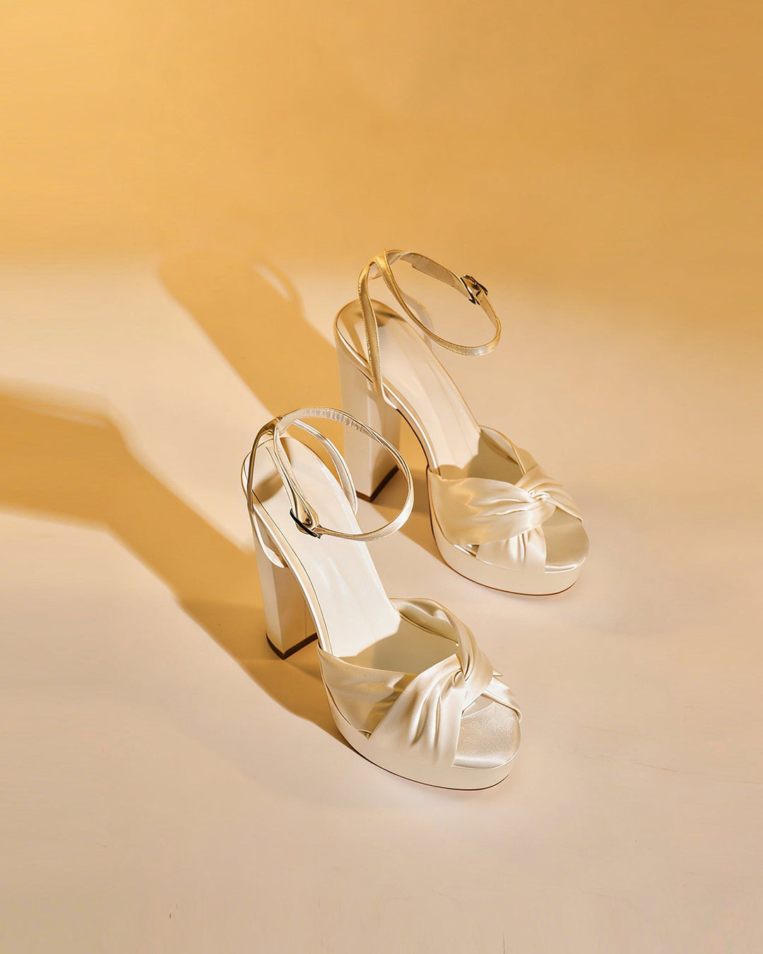 Satu | Women's Knot Platform Heeled Sandals in White