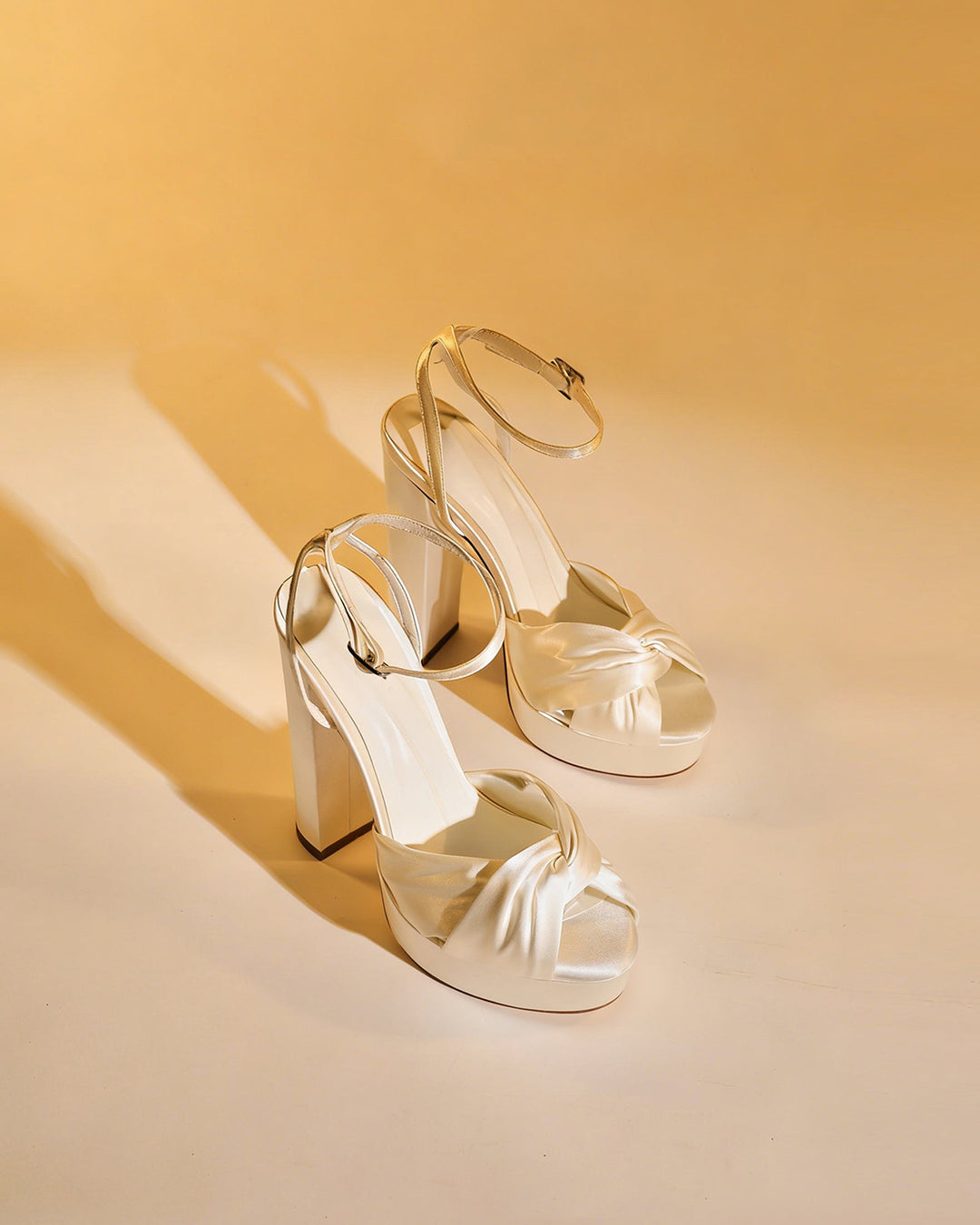 Satu | Women's Knot Platform Heeled Sandals in White