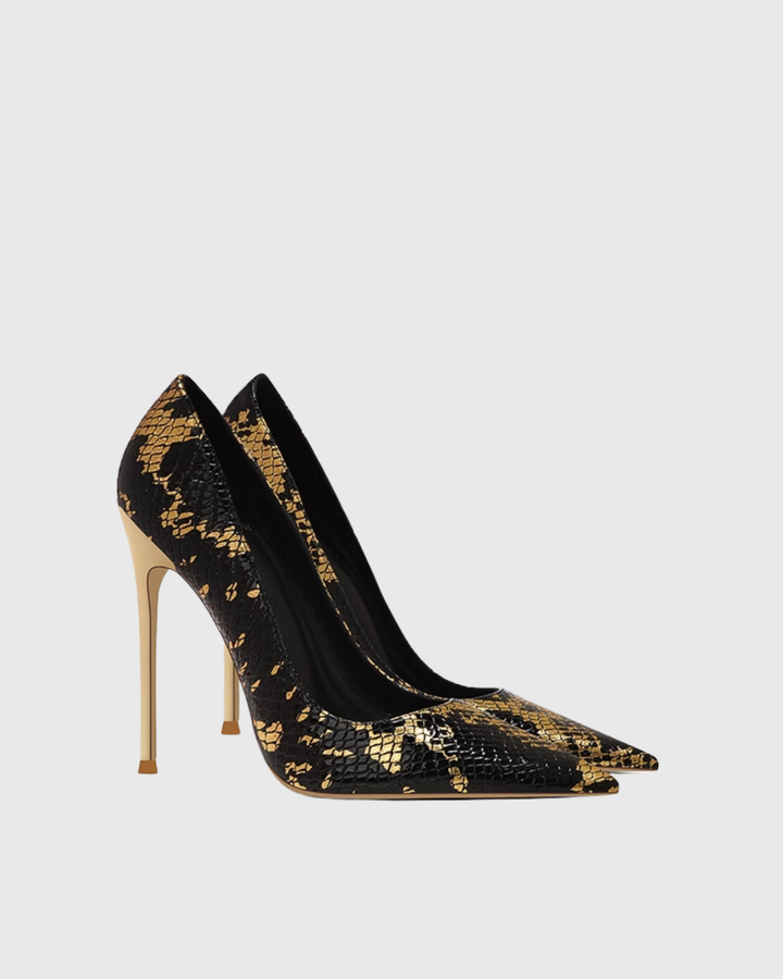 Sidney | Women's Snake Texture Pumps in Black