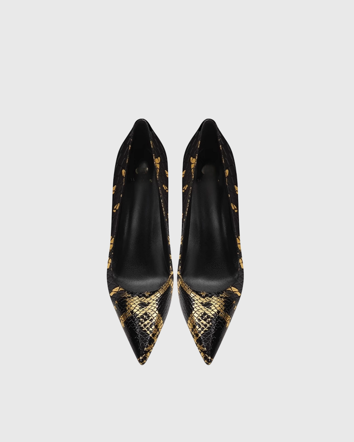 Sidney | Women's Snake Texture Pumps in Black