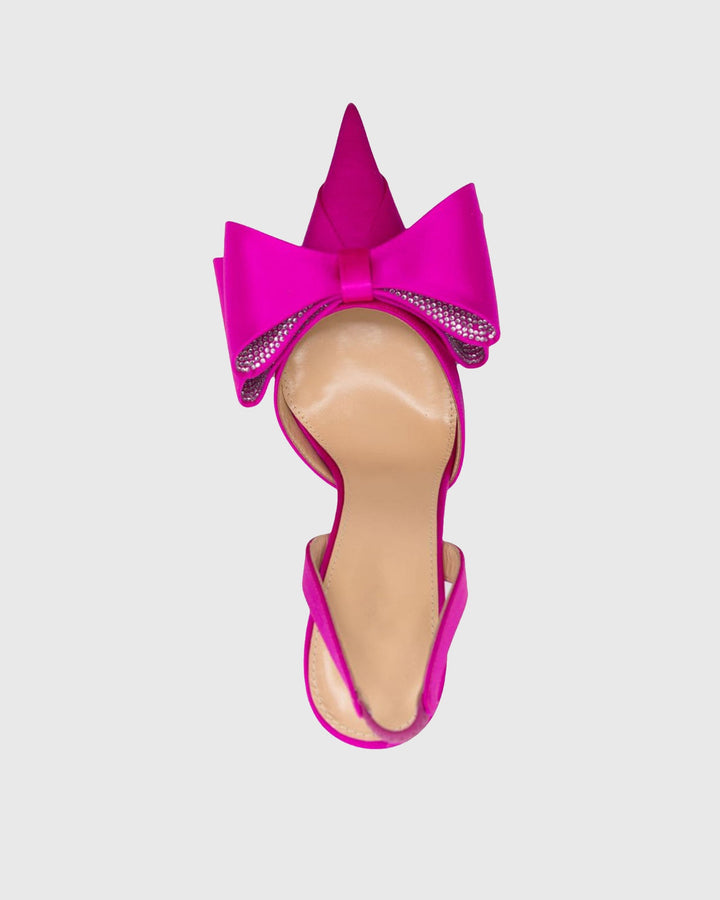 Siena | Women's Bow Satin Slingback Pumps in Hot Pink