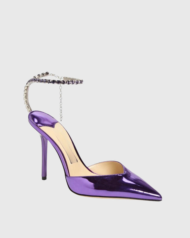 Silva | Women's Metallic Rhinestone Pumps in Purple