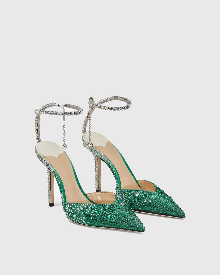 Silva | Women's Rhinestone Pumps in Dark Green
