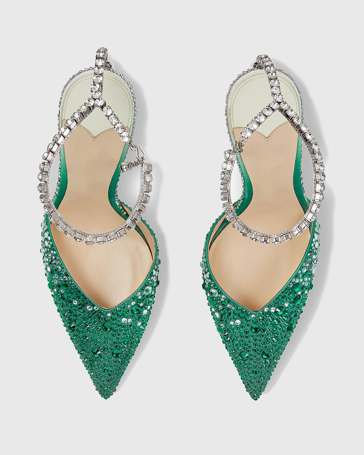 Silva | Women's Rhinestone Pumps in Dark Green
