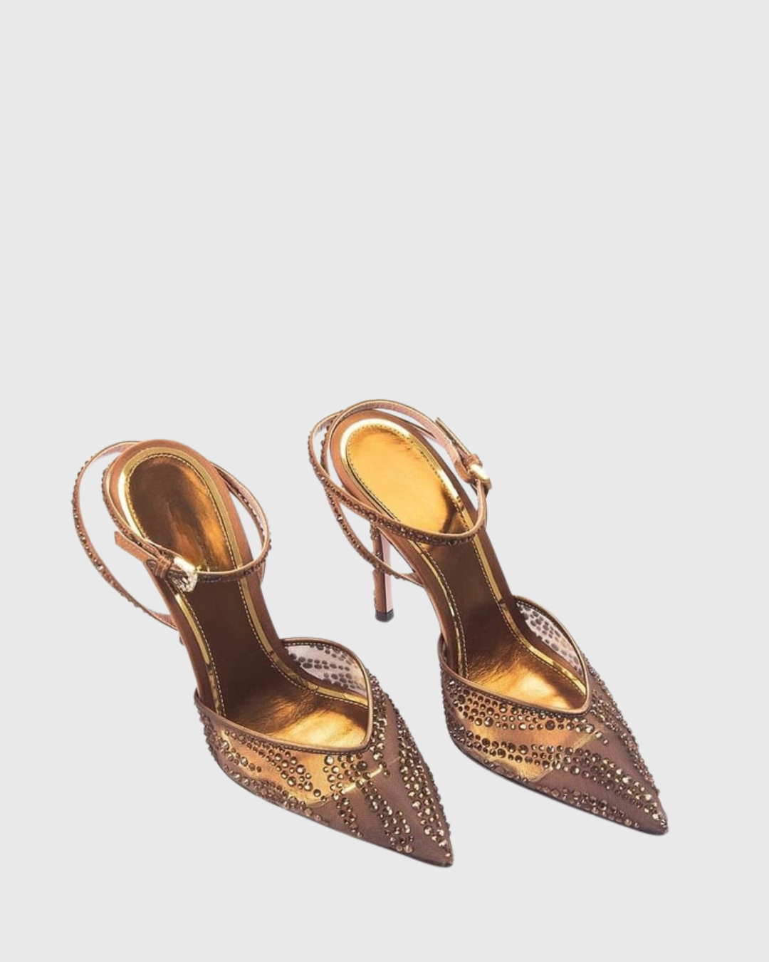 Silva | Women's Rhinestone Mesh Pumps in Brown