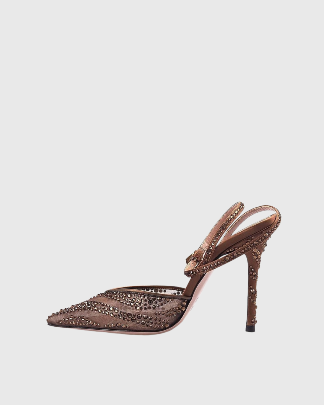 Silva | Women's Rhinestone Mesh Pumps in Brown