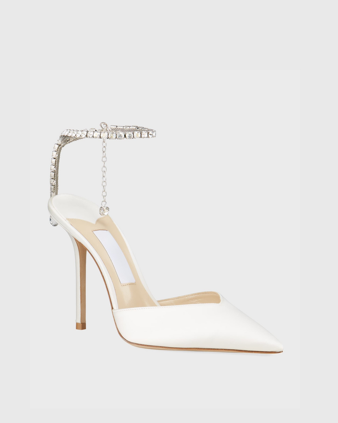 Silva | Women's Rhinestone Satin Pumps in White