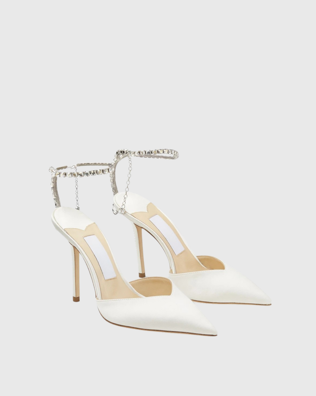 Silva | Women's Rhinestone Satin Pumps in White