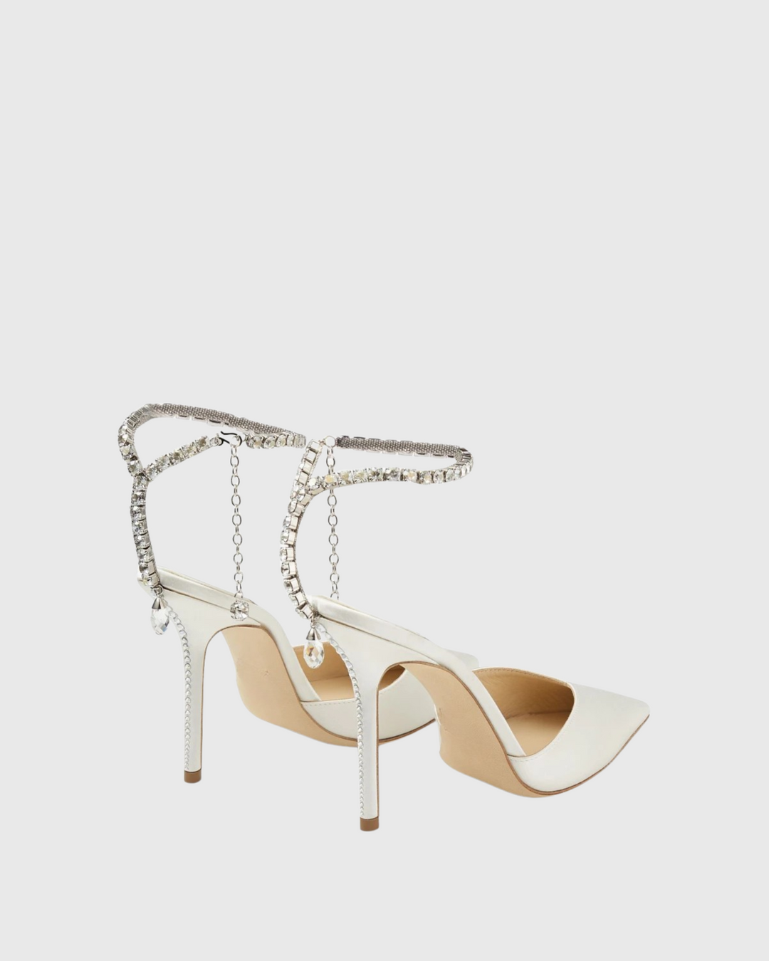 Silva | Women's Rhinestone Satin Pumps in White