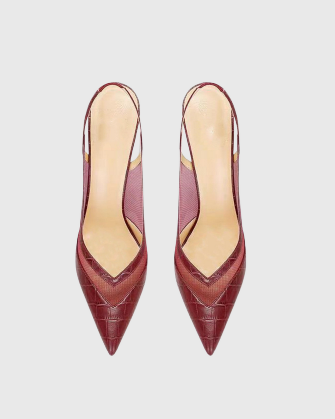 Sylvie | Women's Lace Leather Pumps in Wine