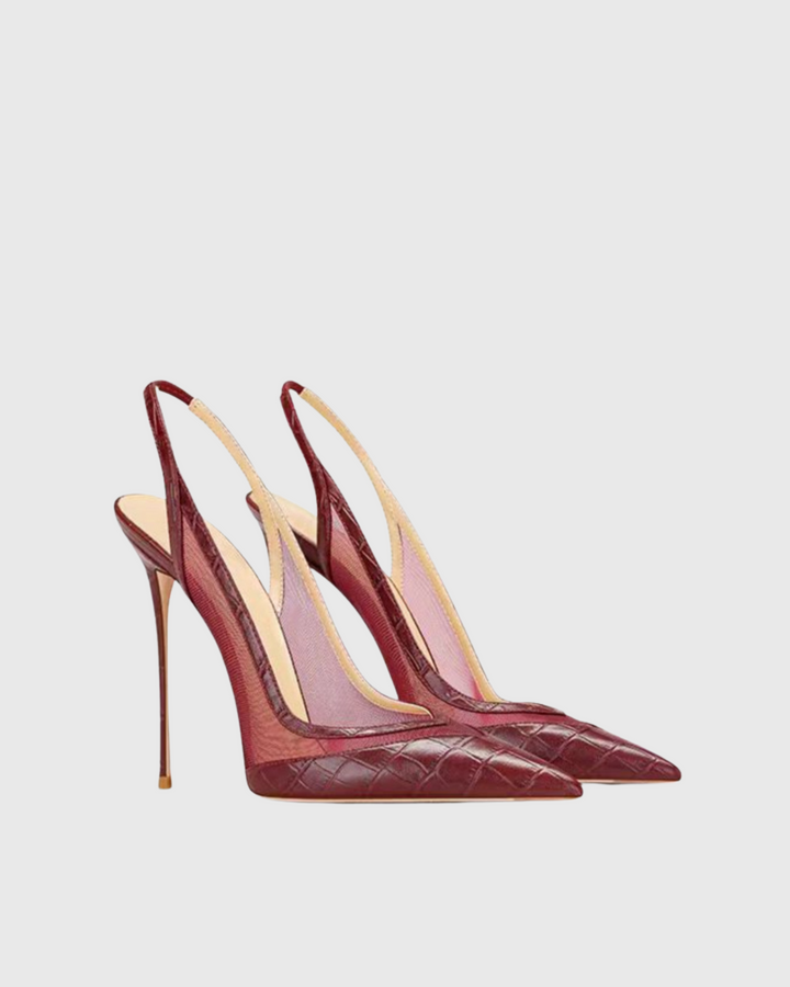 Sylvie | Women's Lace Leather Pumps in Wine