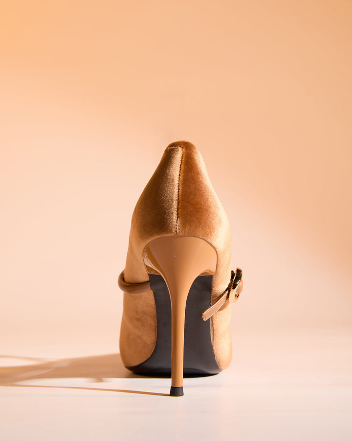 Vada | Women's Splicing Velvet Pumps in Brown