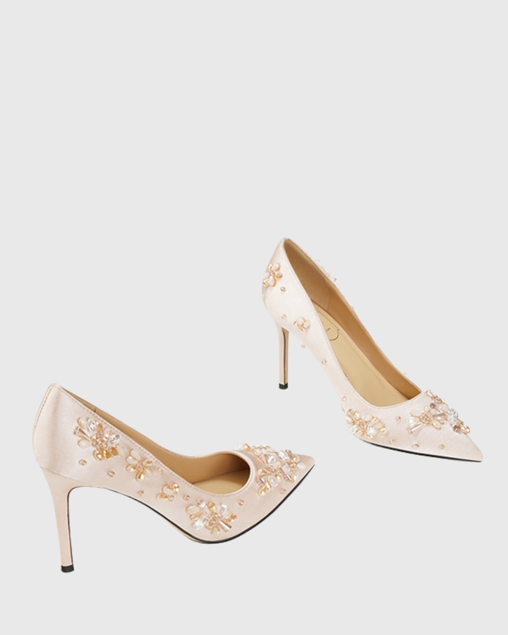 Vaike Crystal Embellished Satin Pumps