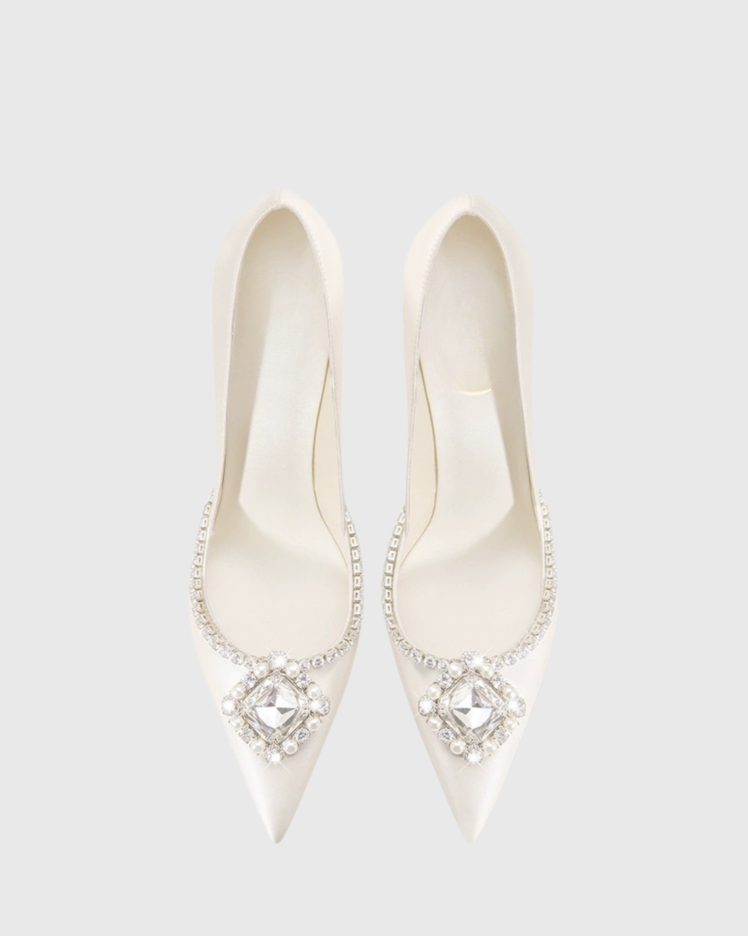 Vaike | Women's Rhinestone Satin Pumps in Cream