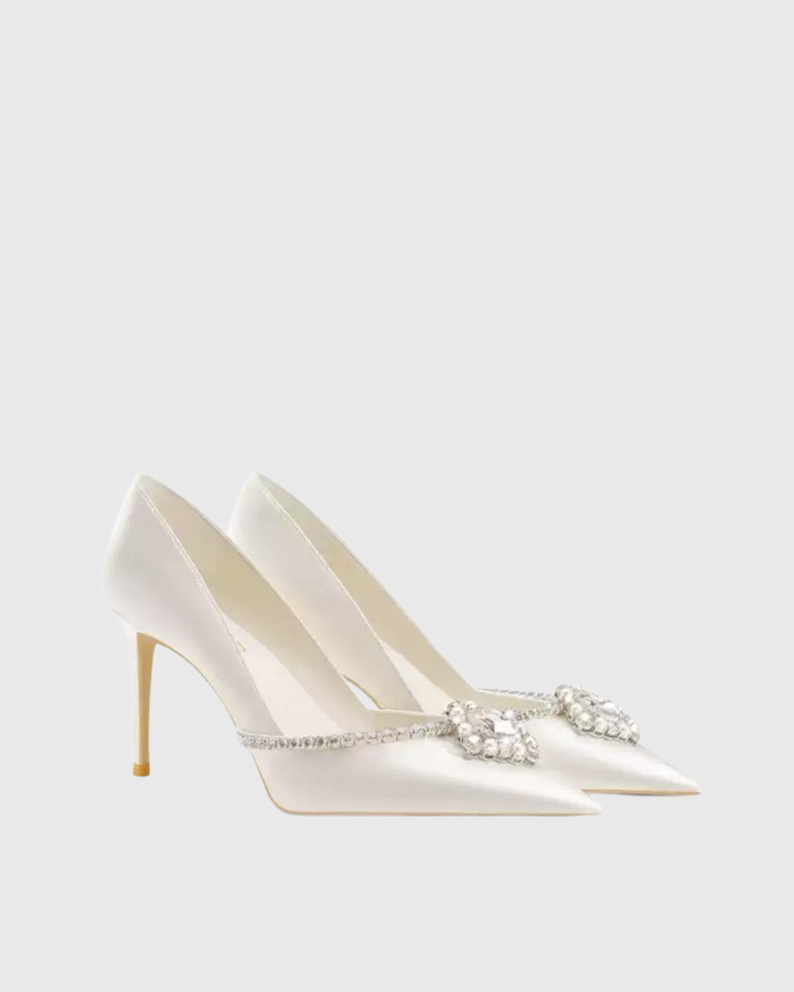 Vaike | Women's Rhinestone Satin Pumps in Cream