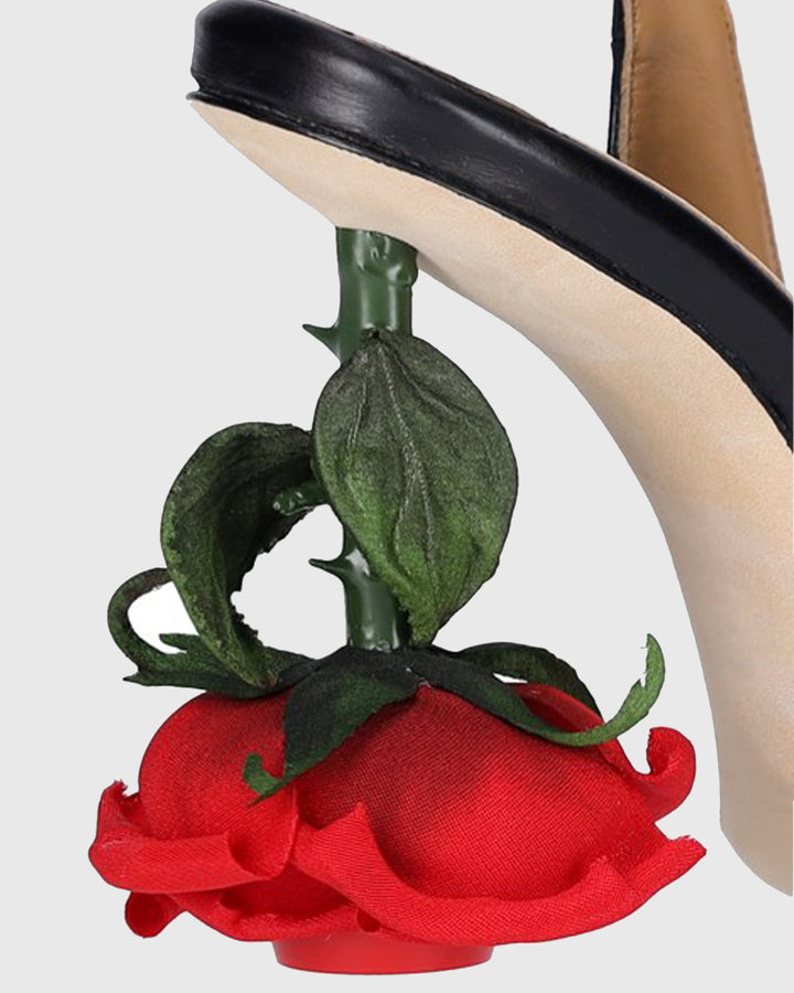 Venice | Women's Flower Heel Leather Slingback Pumps