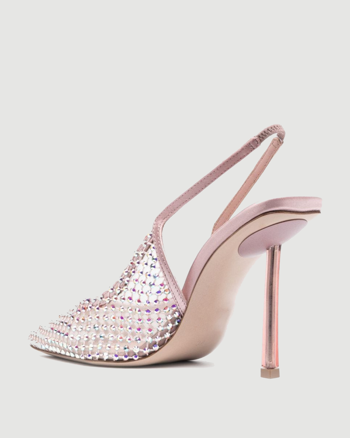 Vivia | Women's Rhinestone Mesh Slingback Pumps in Pink