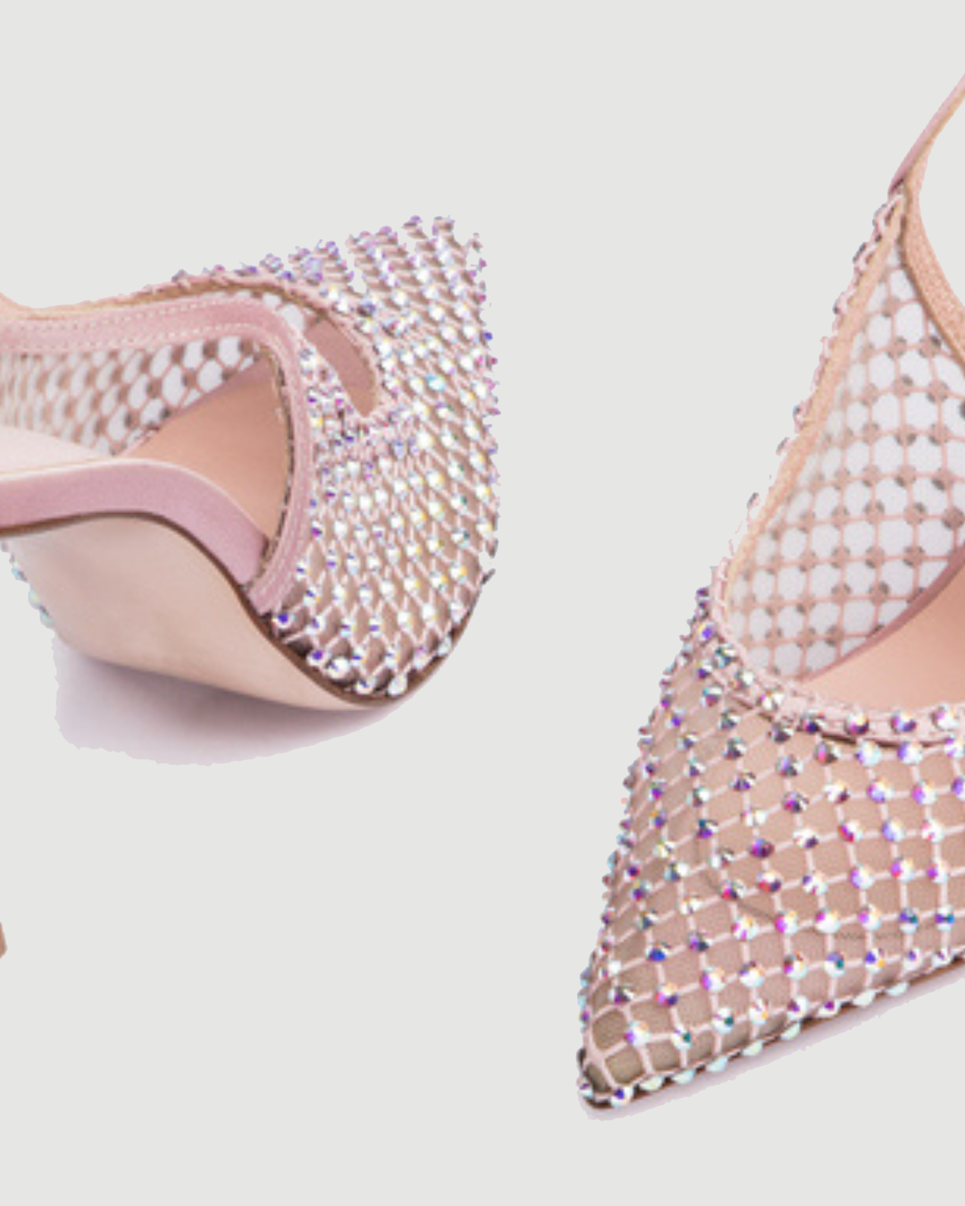 Vivia | Women's Rhinestone Mesh Slingback Pumps in Pink
