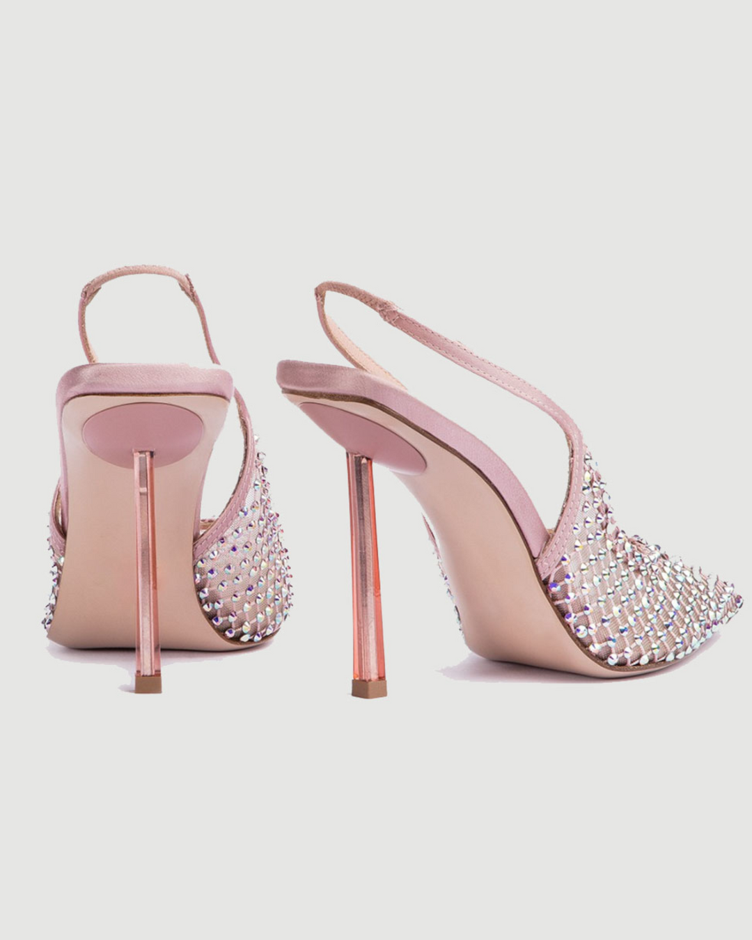Vivia | Women's Rhinestone Mesh Slingback Pumps in Pink