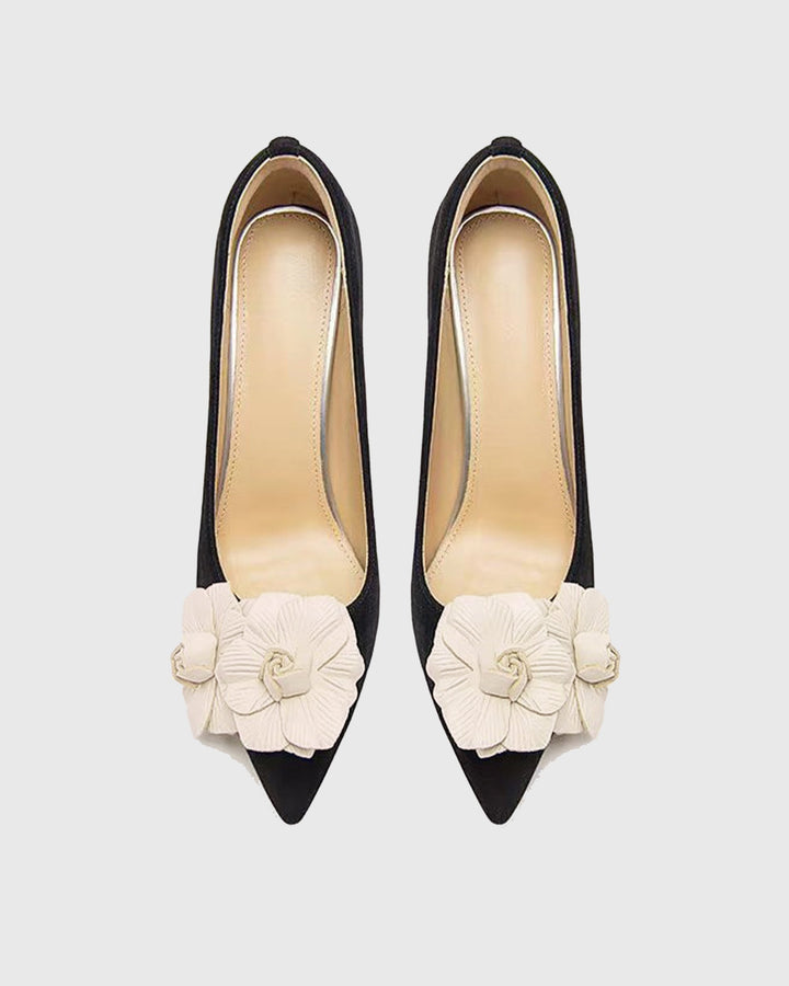 Yasmin | Women's Twin Flower Velvet Pumps