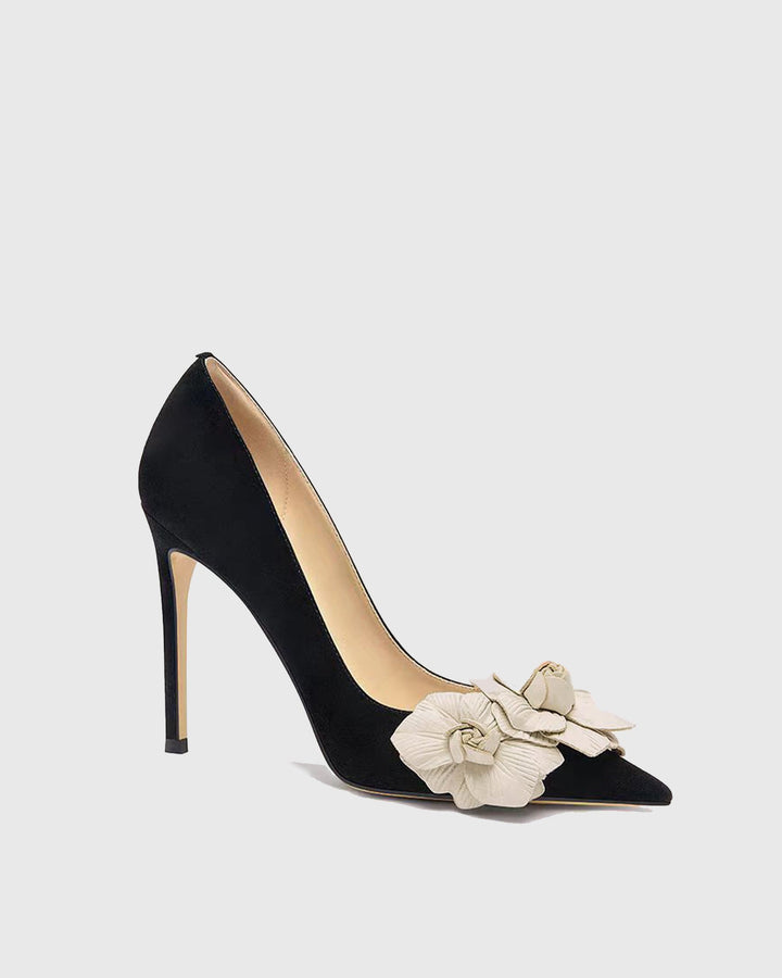 Yasmin | Women's Twin Flower Velvet Pumps