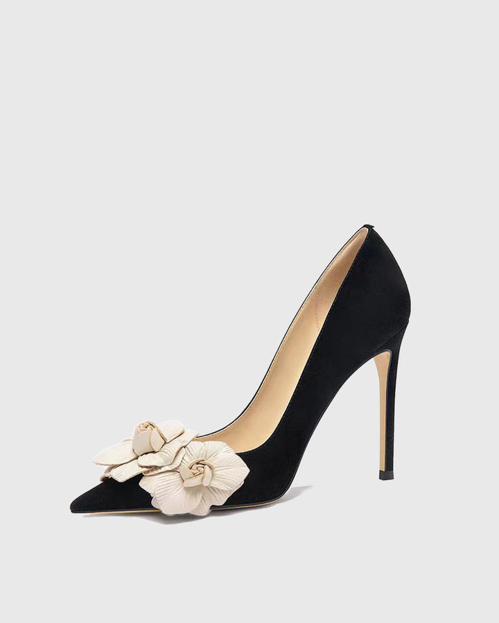 Yasmin | Women's Twin Flower Velvet Pumps