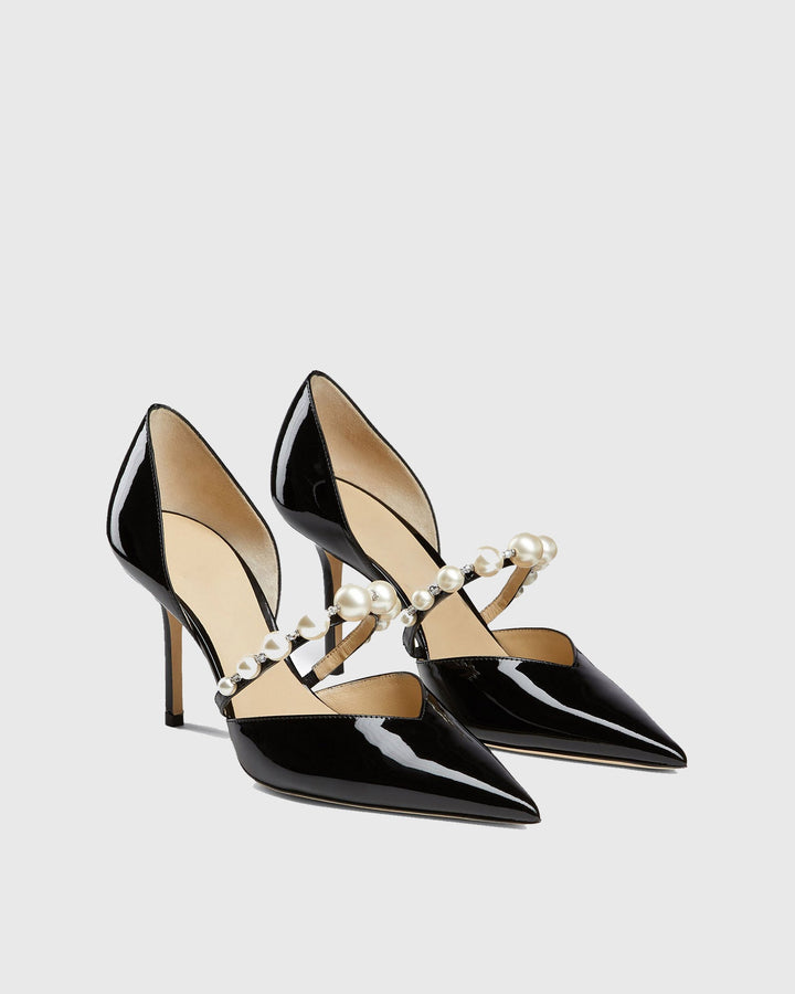 Yelena | Women's Pearl Strap Pumps in Black
