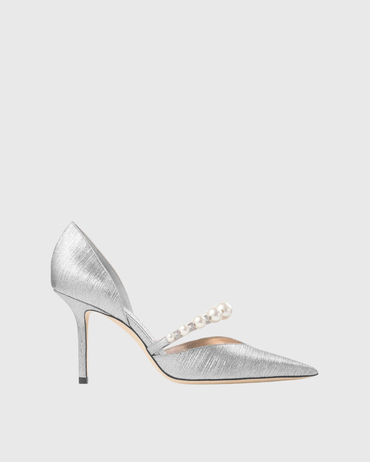Yelena | Women's Pearl Strap Pumps in Silver