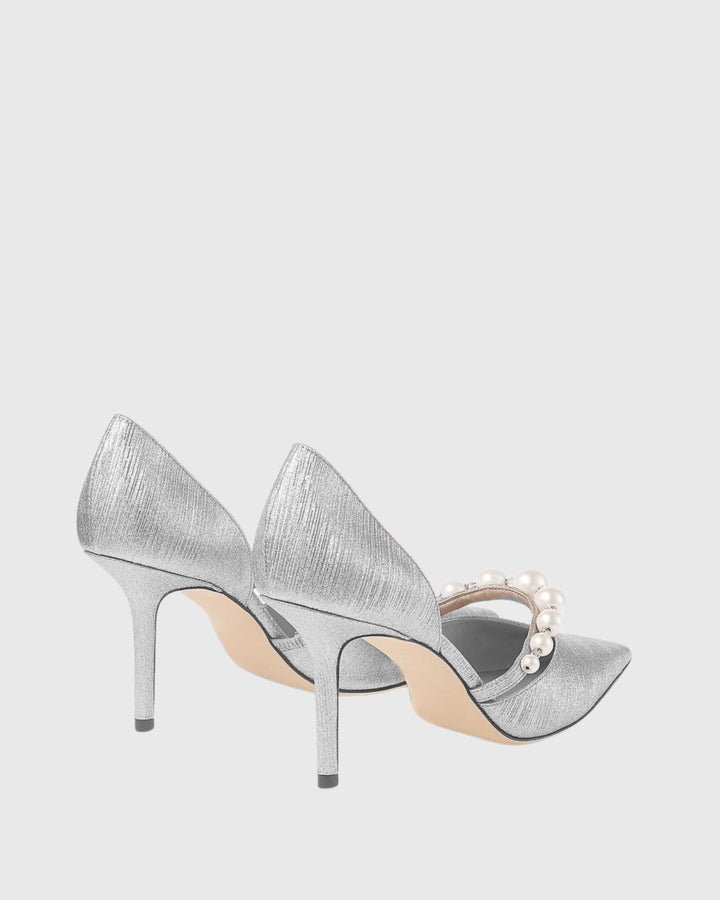 Yelena | Women's Pearl Strap Pumps in Silver
