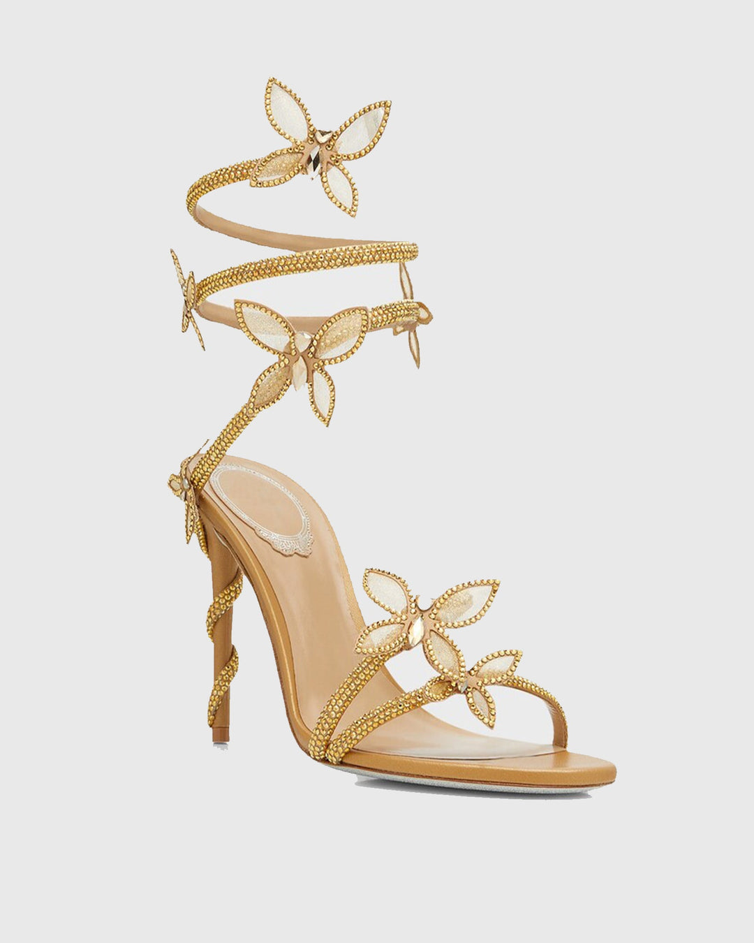 Zana | Women's Rhinestone Bow Snake Sandals in Gold