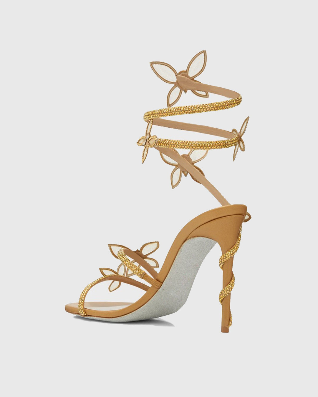 Zana | Women's Rhinestone Bow Snake Sandals in Gold