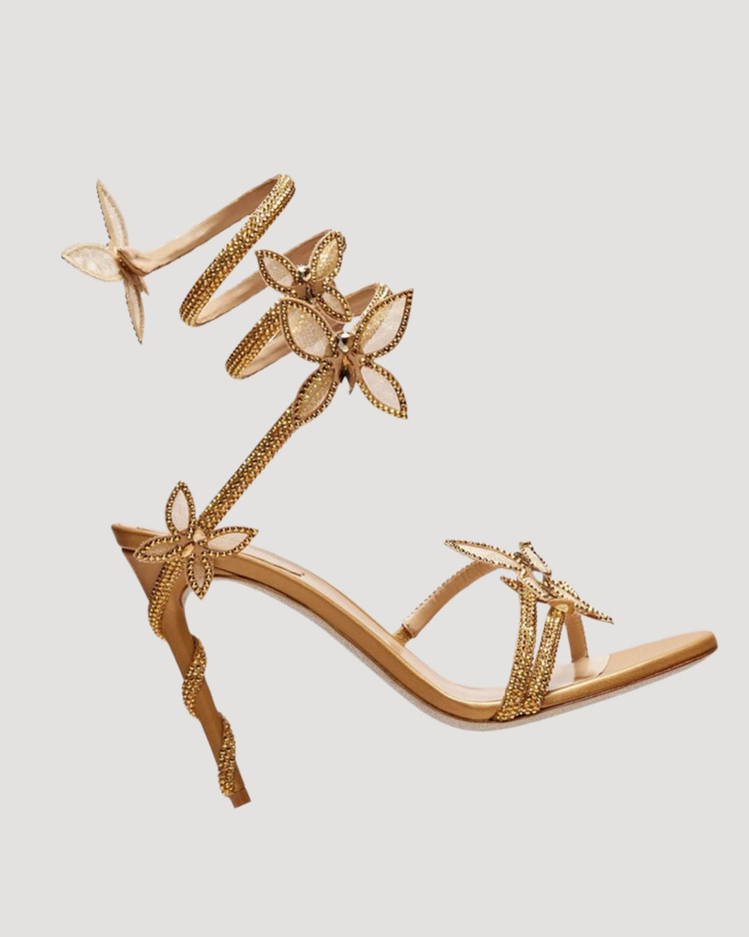 Zana | Women's Rhinestone Bow Snake Sandals in Gold