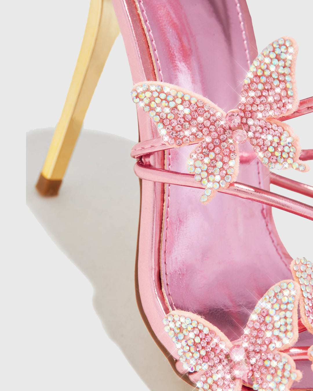 Zarita | Women's Crystal Butterfly Lace-Up Sandals in Pink