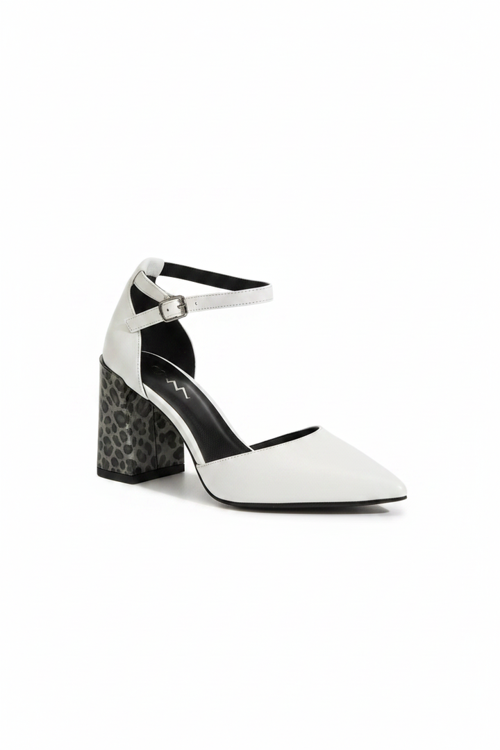 Aleen | Women's Pointed Toe Block Heel Pumps in White