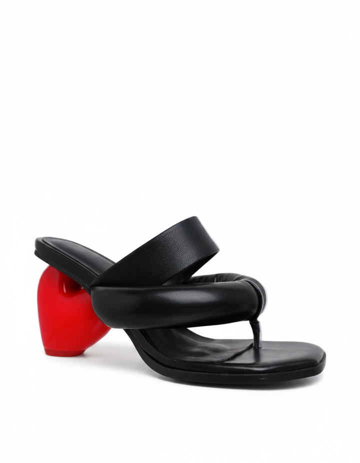 Alessia | Women's Heart Heel Thong Sandals in Black