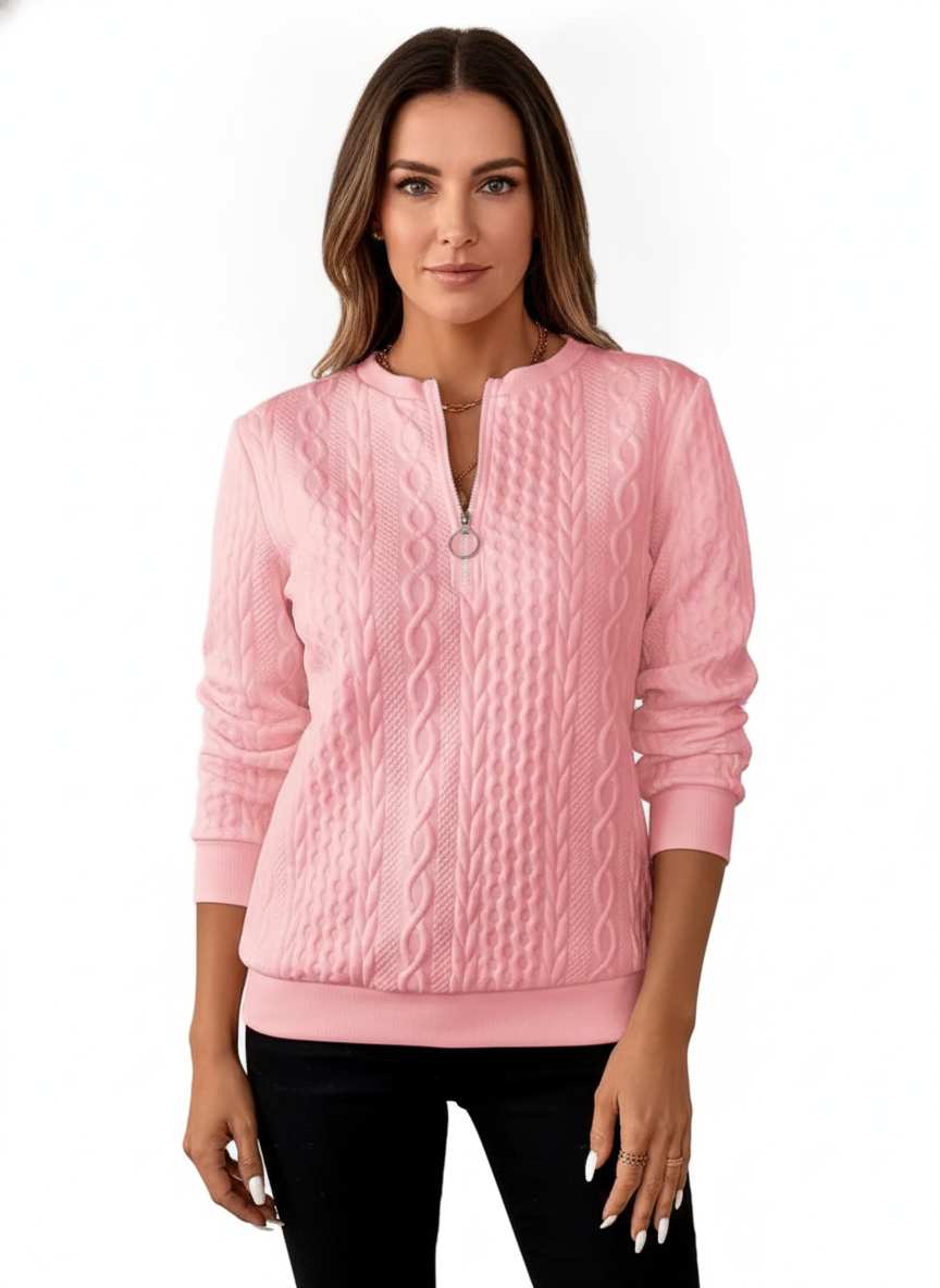 Amelie | Women's Zip-Up Cable Knit Sweater