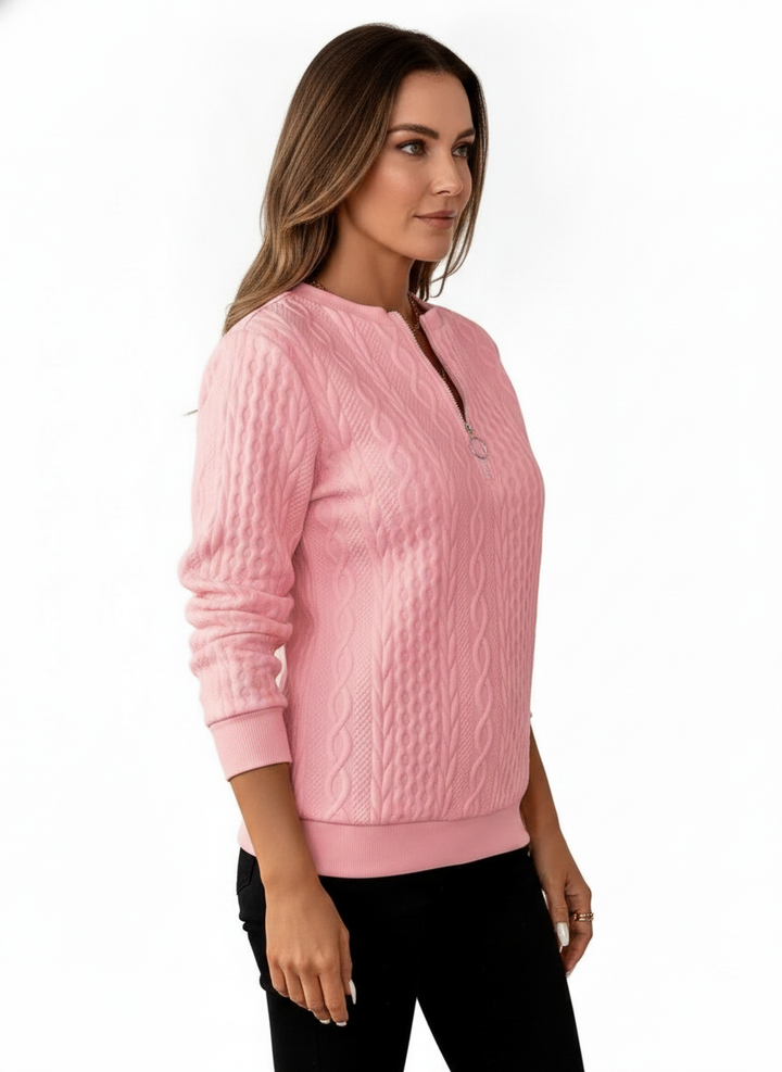 Amelie | Women's Zip-Up Cable Knit Sweater