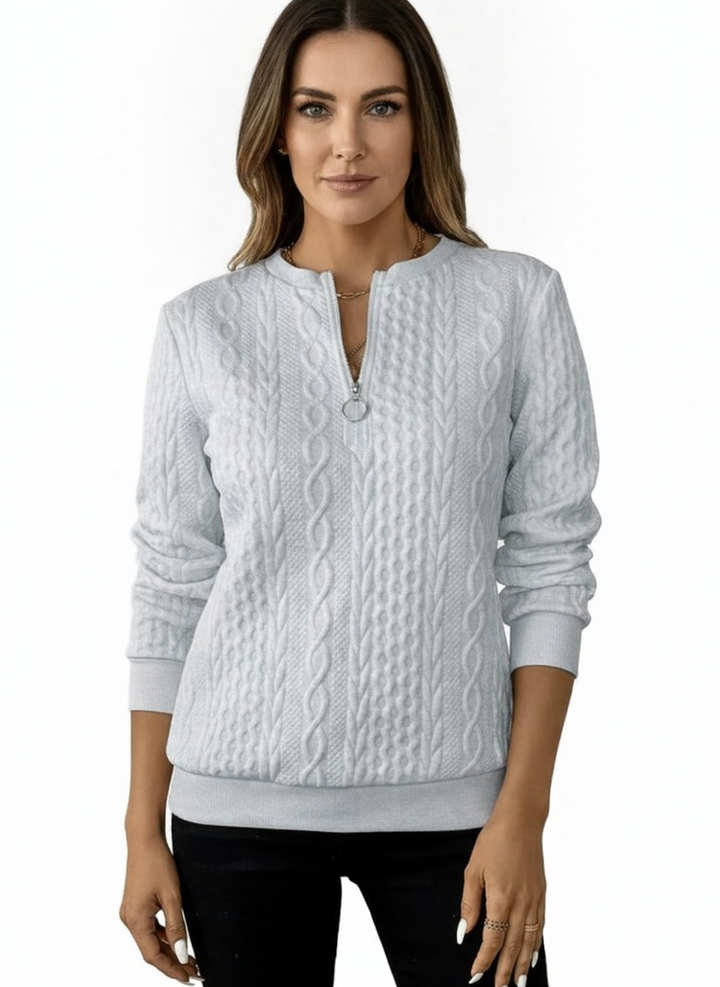 Amelie | Women's Zip-Up Cable Knit Sweater