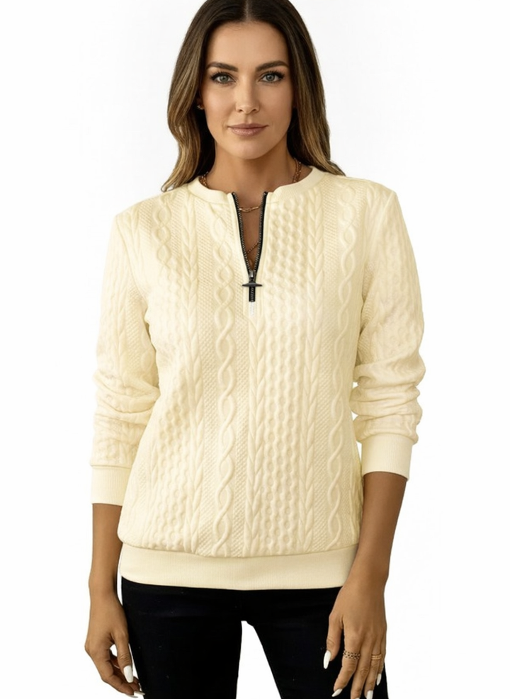 Amelie | Women's Zip-Up Cable Knit Sweater