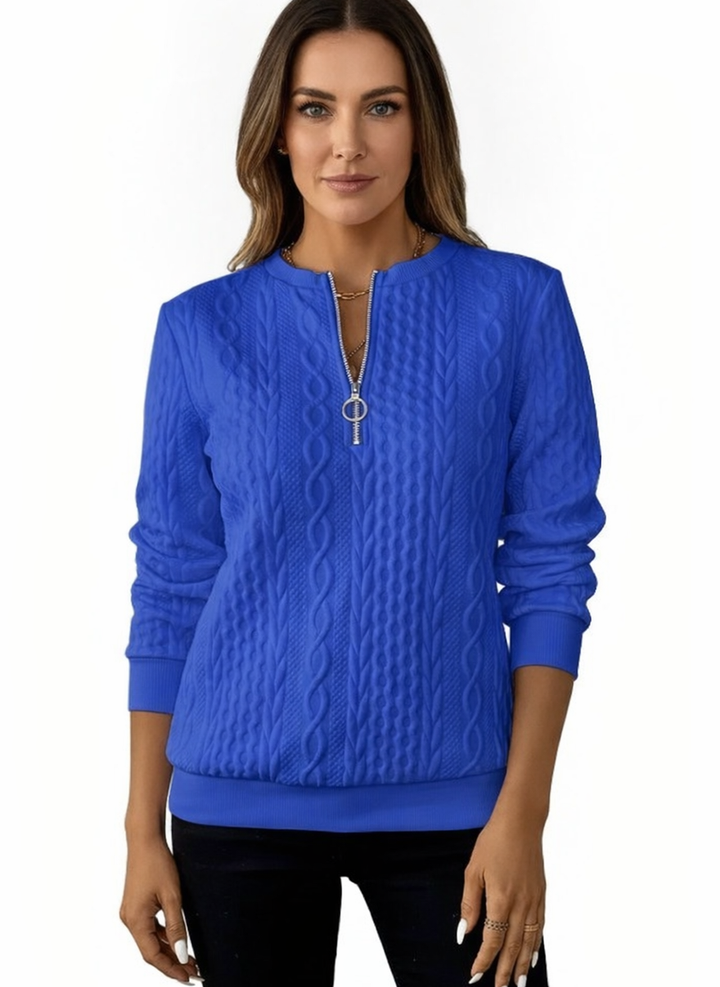 Amelie | Women's Zip-Up Cable Knit Sweater